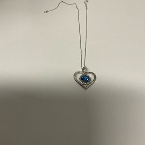 .925 Elegant Sterling Silver Heart Necklace with Blue Gemstone